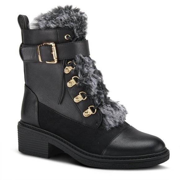 PATRIZIA Women Patrizia Hilvia Black Lace-Up Bootie | Gold Hardware | NIB | Size 41